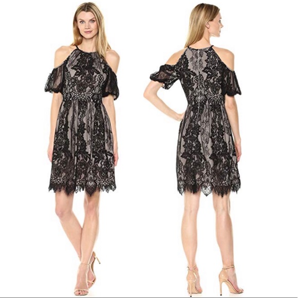 Maggy London Dresses & Skirts - Maggy London Chantilly Lace Cold Shoulder Dress
